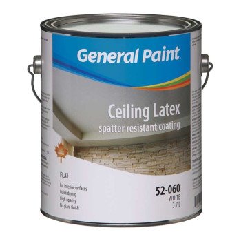 General Paint Ceiling Latex 52-060-14 Ceiling Paint, Flat, White, 1 gal