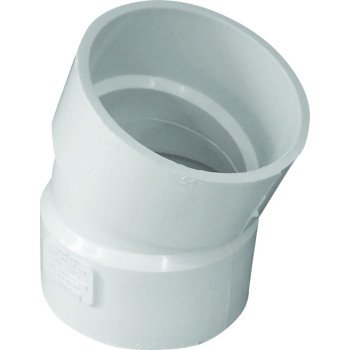 Canplas 414204BC Pipe Elbow, 4 in, Hub, 22.5 deg Angle, PVC, White