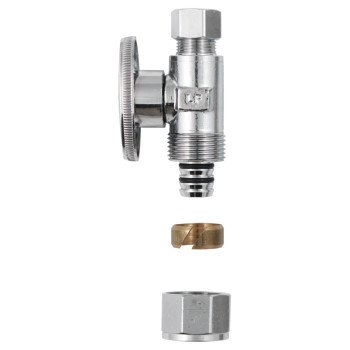 Plumb Pak PP2887EZ No Crimp Straight Stop Valve, 1/2 x 3/8 in Connection, PEX Barb x Compression, Brass Body