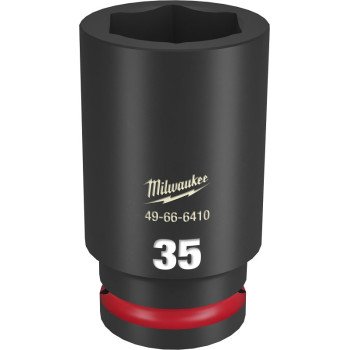 Milwaukee SHOCKWAVE Impact Duty Series 49-66-6410 Deep Impact Socket, 35 mm Socket, 3/4 in Drive, Square Drive, 6-Point