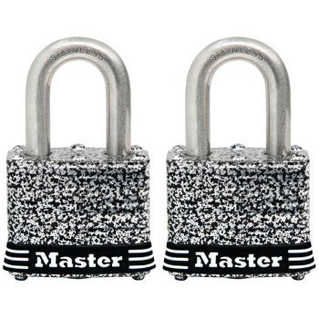 Master Lock 3SSTHC Padlock, Keyed Alike Key, 9/32 in Dia Shackle, 3/4 in H Shackle, Stainless Steel Shackle, Steel Body