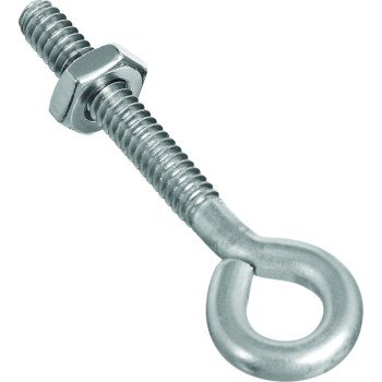 National Hardware N221-564 Eye Bolt, #10-24 Thread, 1-1/4 in L Thread, 0.28 in ID Dia Eye, 1.41 in L Shank