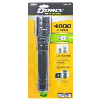 Dorcy Pro Series 41-2611 Flashlight and Power Bank, 5000 mAh, Lithium-Ion, Rechargeable Battery, LED Lamp, 5 hr Run Time