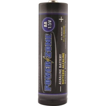 PowerZone LR6-4P-DB Battery, 1.5 V Battery, AA Battery, Zinc, Manganese Dioxide, and Potassium Hydroxide