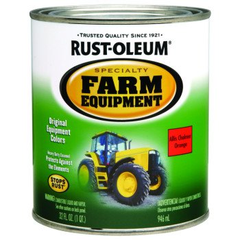 RUST-OLEUM SPECIALTY 7458502 Farm Equipment Enamel, Allis Chalmers Orange, 1 qt Can