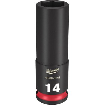 Milwaukee SHOCKWAVE Impact Duty Series 49-66-6156 Deep Impact Socket, 14 mm Socket, 3/8 in Drive, Square Drive, 6-Point