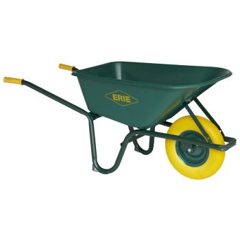 Erie SE100FF Wheelbarrow, 6 cu-ft Volume, Polyethylene, Flat-Free Wheel, Cushion-Grip Handle