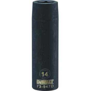 DEWALT DWMT73947OSP Impact Socket, 14 mm Socket, 1/2 in Drive, 6-Point, CR-440 Steel, Black Oxide