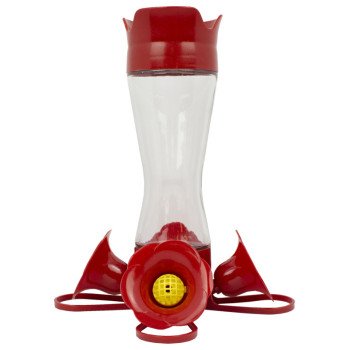 Perky-Pet 203CPBN Bird Feeder, 8 oz, 4-Port/Perch, Glass/Plastic, Bright Red, 8.38 in H