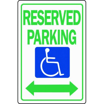 Hy-Ko HW-32 Parking Sign, Rectangular, RESERVED PARKING, Green Legend, White Background, Aluminum