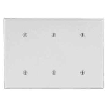 Leviton 88035 Blank Wallplate, 4-1/2 in L, 6.38 in W, 0.22 in Thick, 3 -Gang, Thermoset Plastic, White