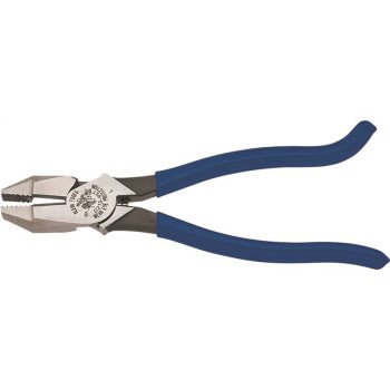 Klein Tools D2000-9ST Ironworker's Plier, 7.281 in L Handle, 9-3/8 in OAL, Blue Handle, Hook Bend Handle