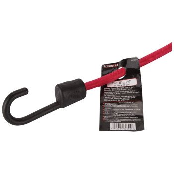 ProSource FH64082 Stretch Cord, 8 mm Dia, 24 in L, Red, Hook End