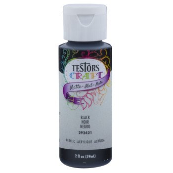 Testors 292421A Acrylic Craft Paint, Matte, Black, 2 oz, Bottle