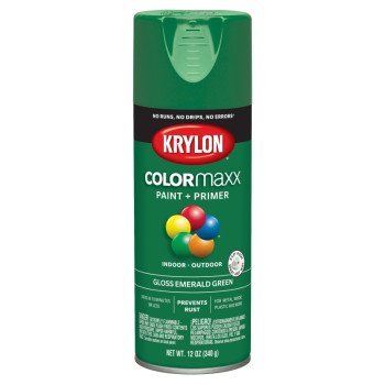 Krylon K05517007 Enamel Spray Paint, Gloss, Emerald Green, 12 oz, Can