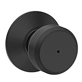 Schlage F Series F40 BWE 622 Privacy Lockset, Round Design, Knob Handle, Matte Black, Metal, Black, Interior Locking