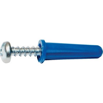 Midwest Fastener 10413 Conical Anchor with Screw, #14-16 Thread, 1-1/2 in L, Plastic