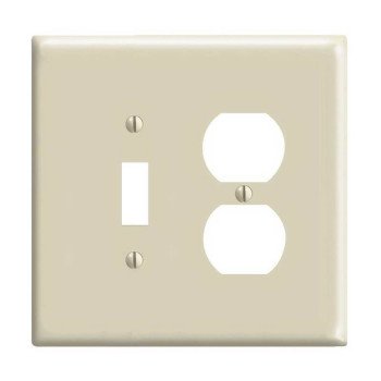 Leviton 0PJ18-I Combination Wallplate, 4-3/8 in L, 3-1/8 in W, Midway, 2 -Gang, Nylon, Ivory, Device Mounting