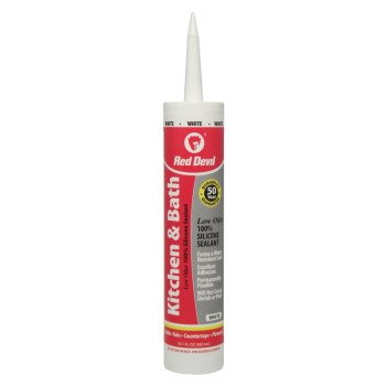 Red Devil 0836 Silicone Sealant, White, 24 hr Curing, -60 to 400 deg F, 10.1 oz Cartridge