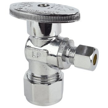 Plumb Pak PP2888EZ No Crimp Angle Stop Valve, 1/2 x 1/4 in Connection, PEX Barb x Compression, Brass Body