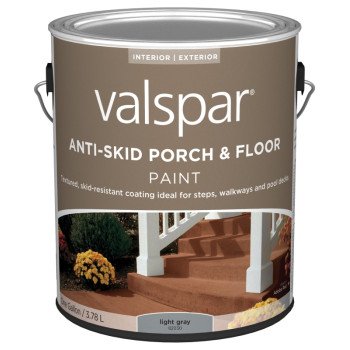 Valspar 024.0082030.007 Porch and Floor Paint, Light Gray, 1 gal, 100 sq-ft/gal Coverage Area