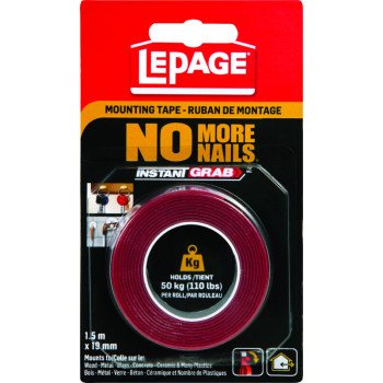 LePage 2125574 Mounting Tape, 1.5 m L, 19 mm W, Translucent