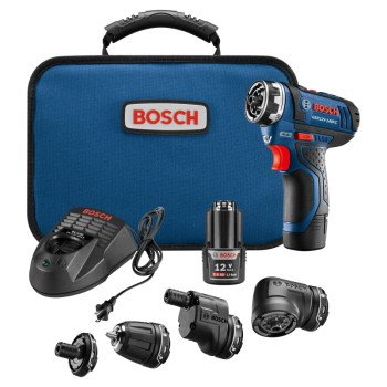 Bosch Flexiclick GSR12V-140FCB22 Drill/Driver System, Battery Included, 12 V, 2 Ah, 1/4 in Chuck, Keyless Chuck