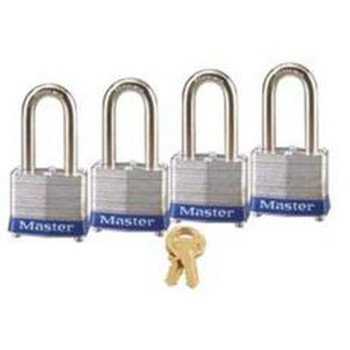 Master Lock 3QLF Padlock, Alike Key, 9/32 in Dia Shackle, Steel Shackle, Steel Body, 1-9/16 in W Body