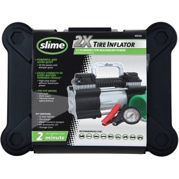 Slime 2X 40026 Tire Inflator, 12 V, 0 to 150 psi Pressure, Dial Gauge