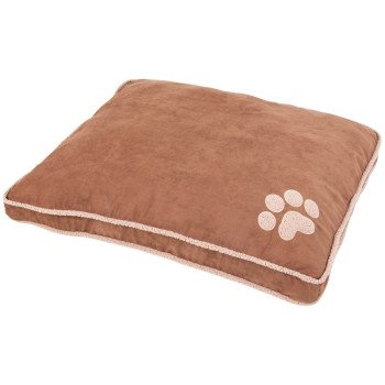 Aspenpet 80390 Pillow Pet Bed, 36 in L, 45 in W, Paw Print Pattern, High-Loft Recycled Polyfill Fill, Dark Tan