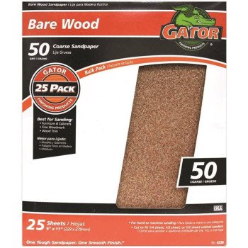 Gator 3279 Sanding Sheet, 11 in L, 9 in W, 50 Grit, Garnet Abrasive