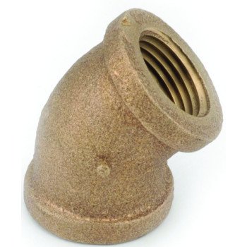 Anderson Metals 738107-08 Pipe Elbow, 1/2 in, FIP, 45 deg Angle, Brass, Rough, 200 psi Pressure