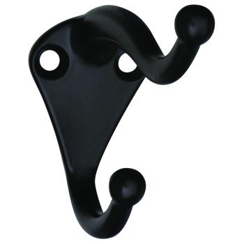 National Hardware V160 N330-761 Coat and Hat Hook, 35 lb, 2-Hook, Zinc, Oil-Rubbed Bronze