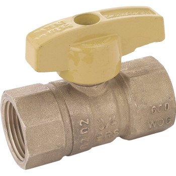 BrassCraft PSBV503-12 Gas Ball Valve, 3/4 in Connection, Flared, 5 psi Pressure, Brass Body