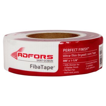 Adfors FibaTape Perfect Finish FDW8654-U Ultra-Thin Drywall Tape, 300 ft L, 1-7/8 in W, White