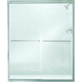 Sterling 5475-59S-G05 Shower Door, Silver Frame, Clear Glass, Tempered Glass, Frameless Frame, Aluminum Frame