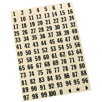 Hy-Ko MM-100 Packaged Number Set, 1/2 in H Character, Black Character, White Background, Vinyl