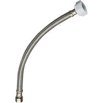 Plumb Pak EZ Series PP23854 Toilet Supply Tube, 3/8 in Inlet, Flare Inlet, 7/8 in Outlet, Ballcock Outlet, 12 in L