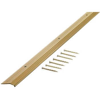 M-D 79004 Carpet Trim, 36 in L, 7/8 in W, Fluted Surface, Aluminum, Satin Brass