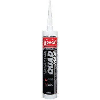 LePage Quad 1869876 Door and Siding Sealant, Gray, 24 to 72 hr Curing, 0 to 140 deg F, 280 mL Cartridge