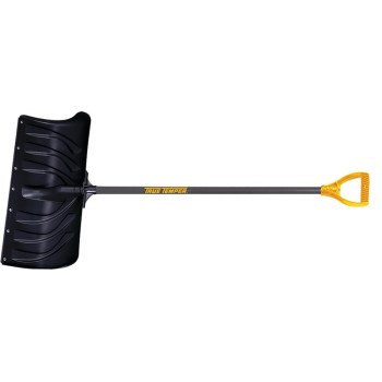 True Temper 1603500 Snow Pusher, 24-1/2 in W Blade, Polyethylene Blade, Steel Handle, D-Shaped Handle, 38.3 in L Handle