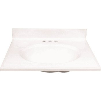 Foremost WS-1925 Vanity Top, 25 in OAL, 19 in OAW, Marble, Solid White, Countertop Edge