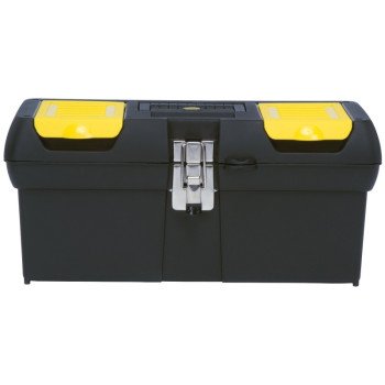 STANLEY 016013R Tool Box with Tray, 2.1 gal, Polypropylene, Black