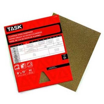 TASK PAO15150 Sandpaper, 11 in L, 9 in W, Very Fine, 150 Grit, Aluminum Oxide Abrasive, Paper Backing