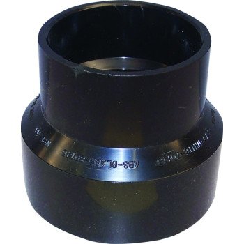 Canplas 103026BC Reducing Pipe Coupling, 4 x 3 in, Hub, ABS, Black, 40 Schedule