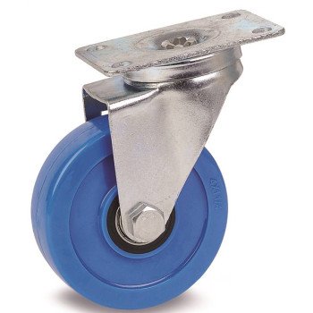 Dh Casters C-LM4P1PUS Swivel Caster, 4 in Dia Wheel, 1-1/4 in W Wheel, Solid Polyurethane Wheel, Blue, 275 lb