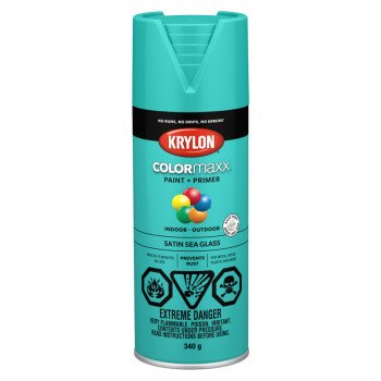 Krylon COLORmaxx K05576007 Spray Paint, Satin, Sea Glass, 12 oz, Aerosol Can