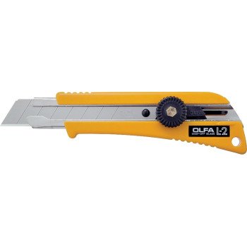 OLFA 5004 Utility Knife, 18 mm W Blade, Stainless Steel Blade, Pistol-Grip Handle, Yellow Handle