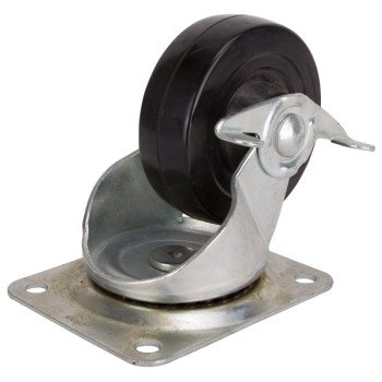 ProSource JC-H12 Swivel Caster, 4 in Dia Wheel, 1-1/4 in W Wheel, Rubber Wheel, Black, 255 lb, Steel Housing Material