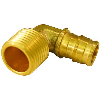 Apollo Valves ExpansionPEX Series EPXME125PK Pipe Elbow, 1/2 in, Barb x MPT, 90 deg Angle, Brass, 200 psi Pressure